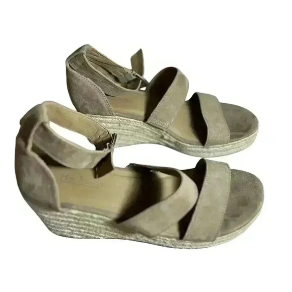 Hot tomato 9.5 wedge sandals Open Toed Camel Swede - Picture 7 of 12